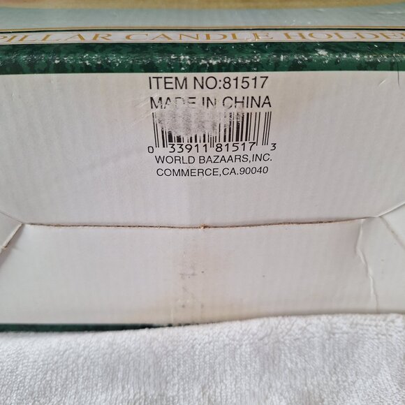 World Bazaars Pillar Candle Holder Off White Christmas Snow Trees Winter Classic - Picture 3 of 10